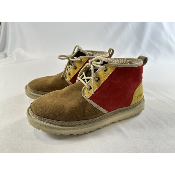 UGG Neumel Mashup Boots Men Sz 10 Brown Red Suede Chukka Ankle KC Chiefs - Picture 3 of 8
